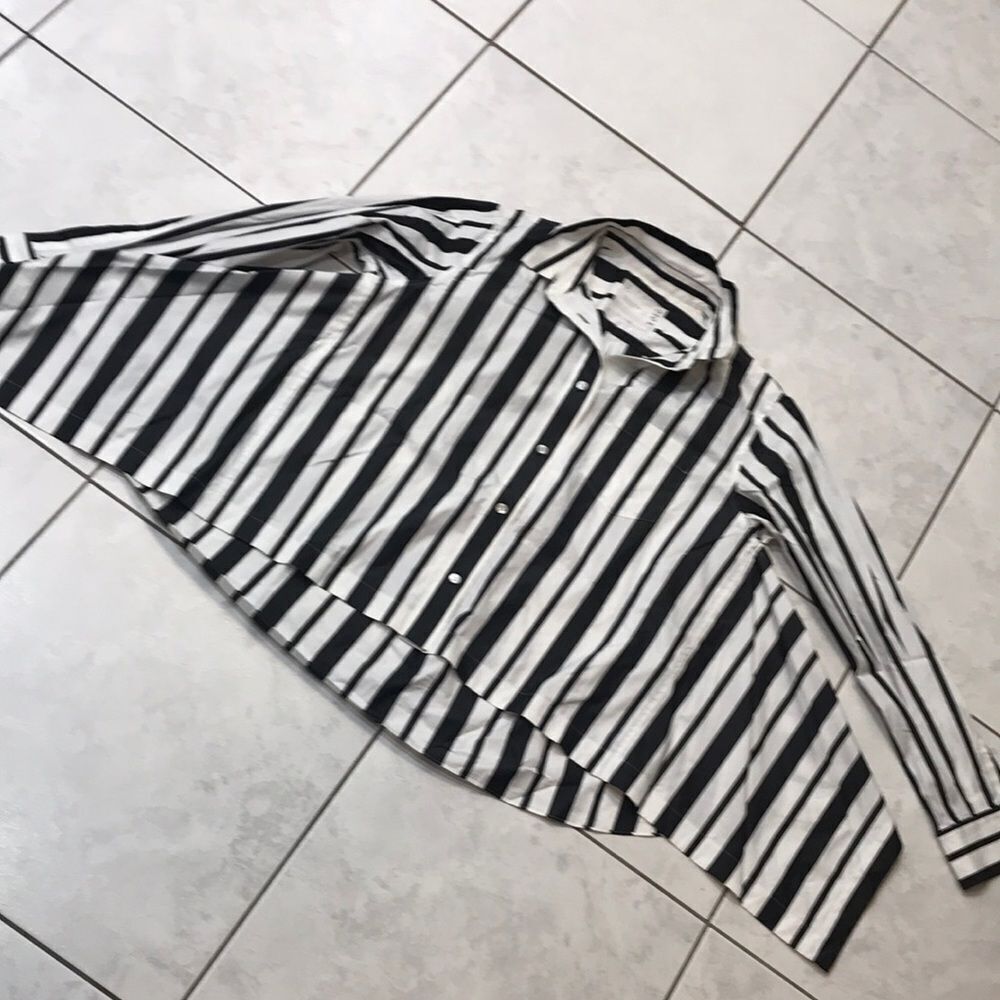 Sacai 5080 Men's Oversize Stripe Shirt Asymetrical - Layered Hem -‎ Size: 4 - XL